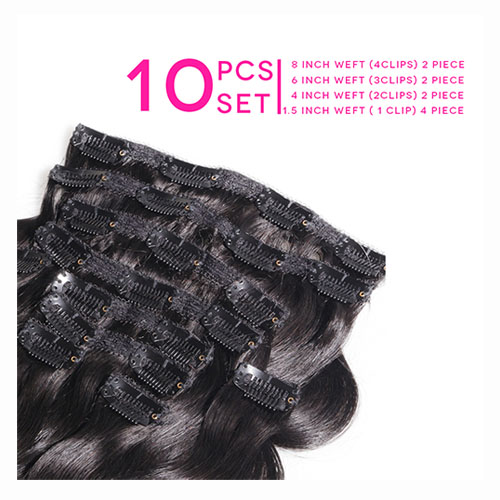 Clip in human hair extensions 100g/9 stks 140g/10 stks Braziliaanse Body Wave Remy haar Natuurlijke Kleur Global Gratis Verzending