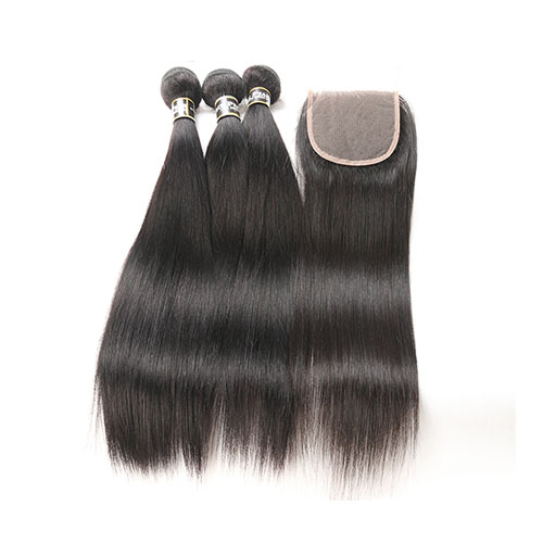Steil Haar Bundels Met Sluiting Niet Remy Menselijk Haar 3 Bundels Met Sluiting Peruaanse Haar Bundels Met Sluiting